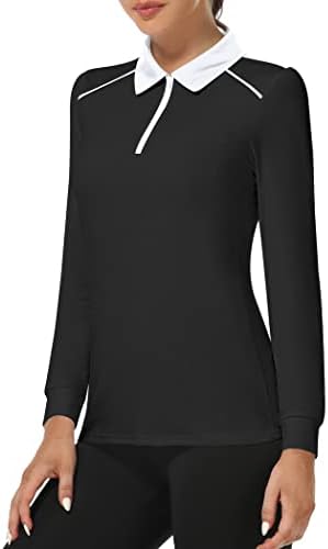 Pinspark голф кошули за жени долги ракави Поло кошули влага за прицврстување на пакетот тенок фит атлетски тренинг тенис врвови