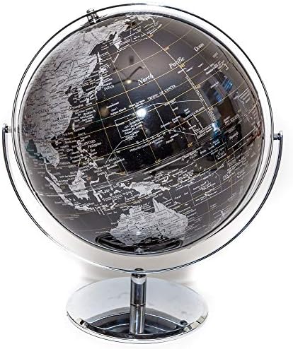 Црн и сребрен глобус на светот 10 “