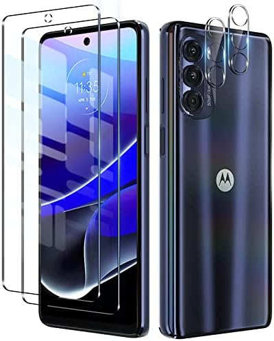 LyWhl за Motorola Moto G Stylus 2022 Заштитник на екранот калено стакло со заштитник на леќи од 5G камера, HD Clear 9H Fortndy Film Bubble