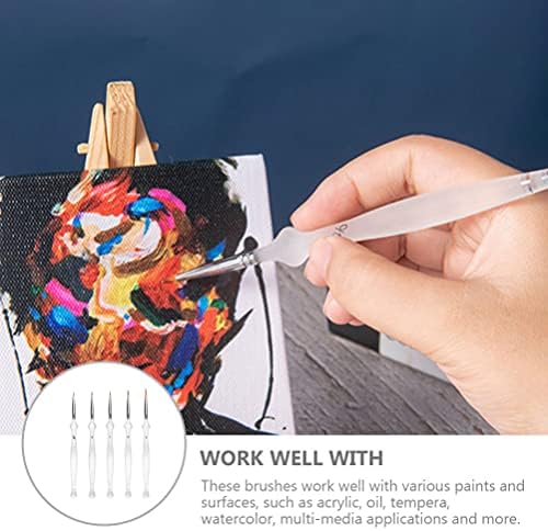 Wakauto 5 парчиња детали четки за боја минијатурни четки за боја со акрилна рачка фино детали за уметници четки за боја