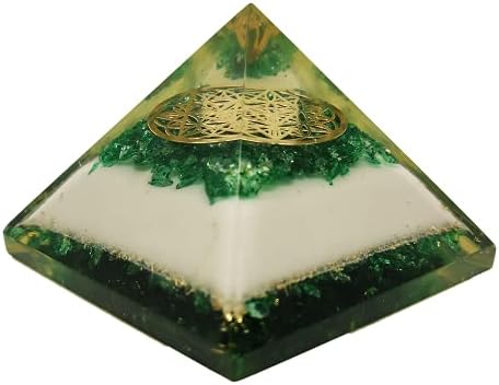 Sharvgun Flower of Life Peridot Stone orgone Pyramid Crystal Crystal 65-75mm EX-LG