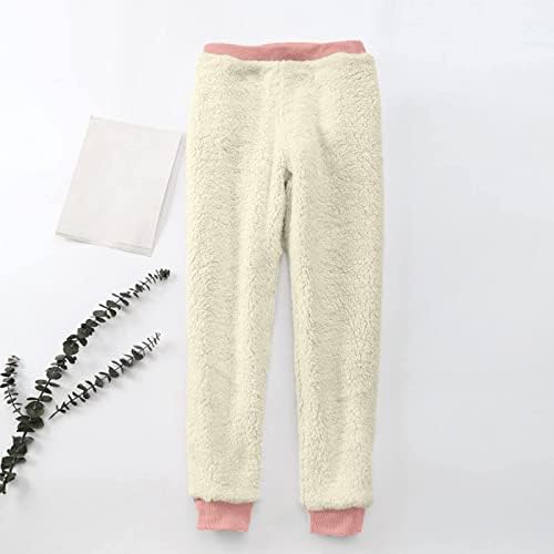 Y2k џемпери за жени обични лабави пижами панталони руно Шерпа, наредени панталони, отпечатено пријатно цврста боја џогери