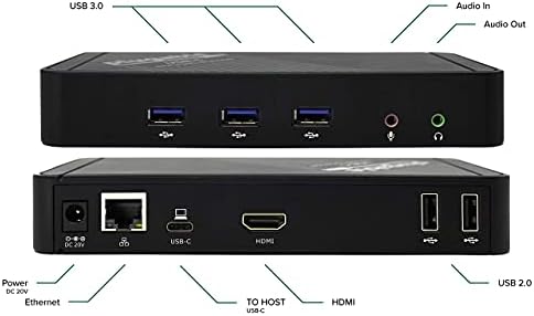 Документирана станица за приклучување USB-C со полнење 60W и USB 3.0 до DVI/VGA/HDMI пакет за адаптер за видео графички, компатибилен со