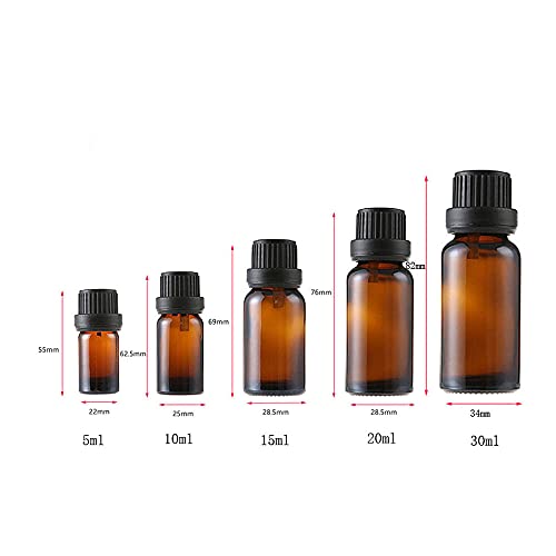 36pcs 5ml/10ml/15ml/20ml/30ml килибарна кафеава стакло еуро шишиња со отвори и капаче за суштински масло од течноста за ароматерапија