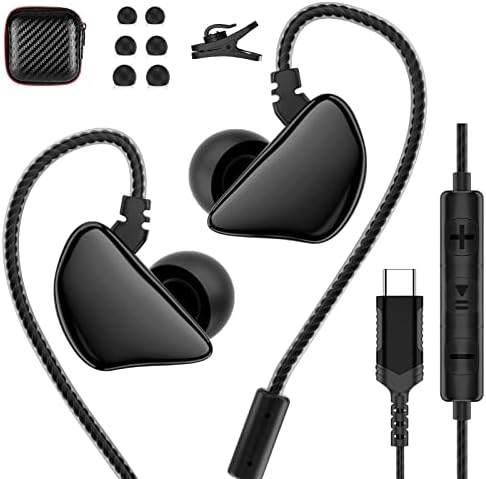 USB C слушалки за Samsung S22+ Ultra, над ушите Спортски ушни уши со уши MIC жичен USB тип Ц слушалки за откажување на бучава што
