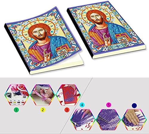 2 пакет A5 дијамантски сликарски тетратка кожен капак со специјална форма дијамантска вежба 50 чаршафи DIY Diamond Art 5D Cross Stitch Journal