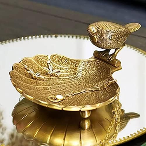 Клуч за складирање на винтиџ гроздобер суета садбеник во форма на обвивка во облик на птици скулптура Декоративна послужавник месинг накит