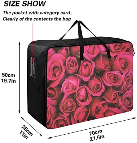 Н/ А Торба За Складирање Со Голем Капацитет-Црвена Роза Јорган Облека Организатор Декорација Водоотпорен Патент Подвижна Торба