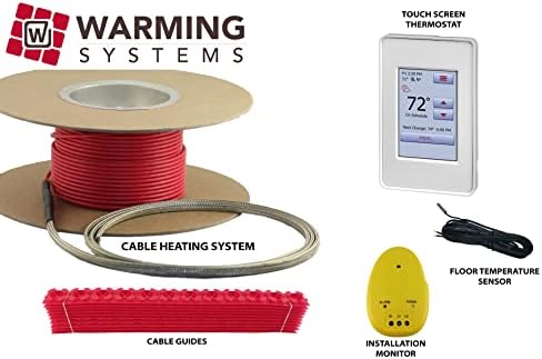 25 Sqft Systems Systems 120 V Електричен плочки зрачен кабел за греење на подот со екранот на допир Програмабилен термостат, вклучувајќи