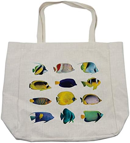 Торба за купување торба Амбесон Аква, тропско риба животно со зебразом анемонефиш нуркање Немо воден живот тема, еко-пријателска торба за