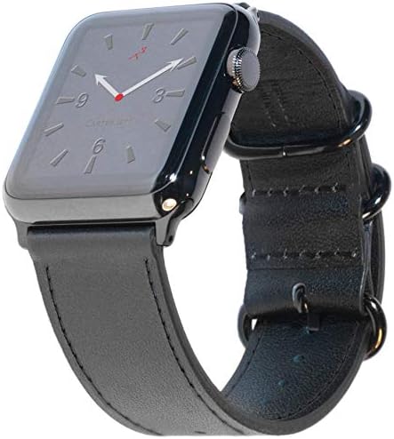 CarterJett XL / XXL компатибилен со Apple Watch Band 45mm 44mm 42mm црна оригинална кожа iwatch лента за замена на лентата за замена дополнително долга x- големи зглобови за серија 8 и SE Series 7 6
