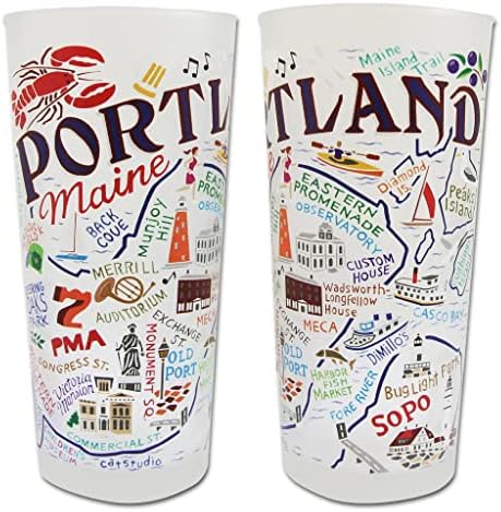 Стакло за пиење Catstudio Portland | Географија инспирирани уметнички дела отпечатени на замрзнати чаши