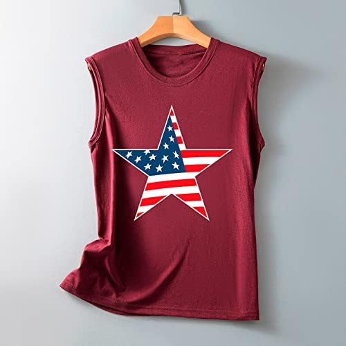 4-ти јули кошули резервоар за врвови за жени Американско знаме летно секојдневно starsвезди без ракави на маици ленти за вежбање на врвови