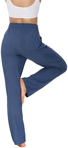Какуло женски памук Каприс Широк нозе обични потни панталони со џебови Jerseyерси лабава вклопена плус големина јога фустан салон панталони