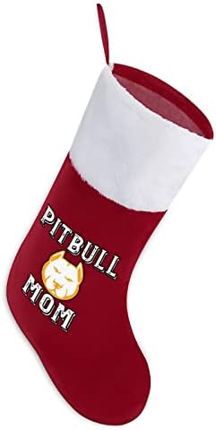 Питбул Мама Божиќни чорапи за порибување со кадифен камин што виси за Божиќно дрво