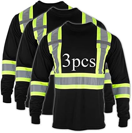 Безбедносна маичка за безбедност на Vendace рефлектирана висока видливост 3 пакувања Здраво на долги ракави за градежни работи за