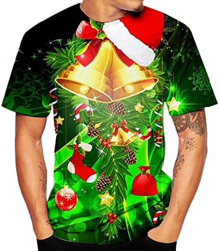 Вокачи Божиќни кратки ракави маици за мажи, смешни Божиќни Дедо Мраз печати О вратот на врвовите на тренингот дизајнер на маица