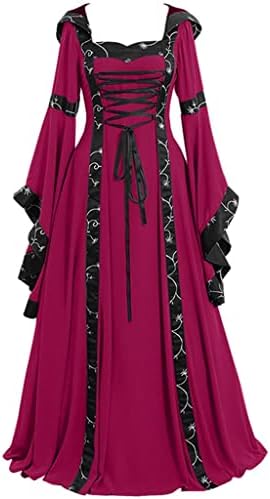 Гроздобер средновековна должина козмера со подот, женски готски плетен фустан без ракави, ренесанса икторијанска костум црвена