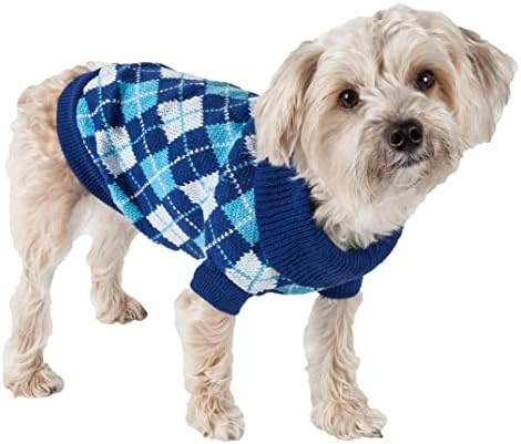 Pet Life Life ® Argyle Stylemweat vempet vempetи џемпер - дизајнер тешки кабел плетени кучиња со вратот на желка - зимска облека