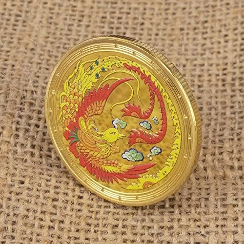 Кинеска традиционална Феникс од монетата за предизвици во пепелта, среќна паричка за гребење на билети за лотарија