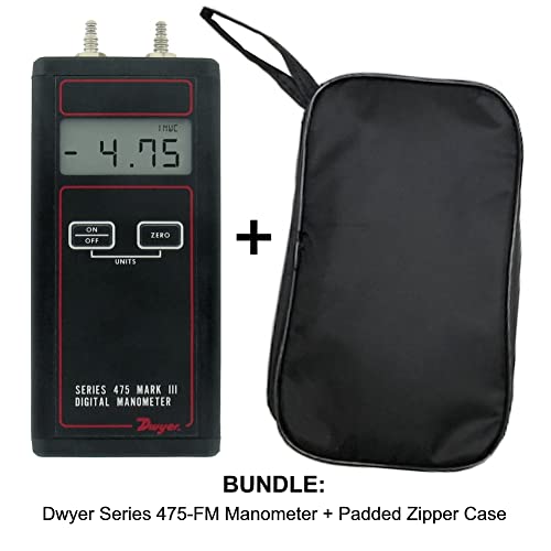 DWYER 475-6-FM дигитален манометар + мека кутија за носење. Брзи, точни позитивни, негативни, диференцијални читања на притисок. Опсег