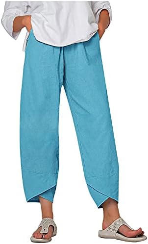 Xiloccer Најдобри панталони за жени обични памучни панталони со високи половини за облекување дневно жена