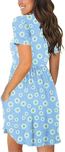 Женски памучен фустан есен лето кратко ракав 2023 облека екипаж графички обичен плетенка фустан за дами na na