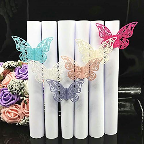 SOPEACE сет од 50 ласерски пеперутки исечени хартија за салфетки за салфетки за забави за свадбени фаворити за декорација на маса