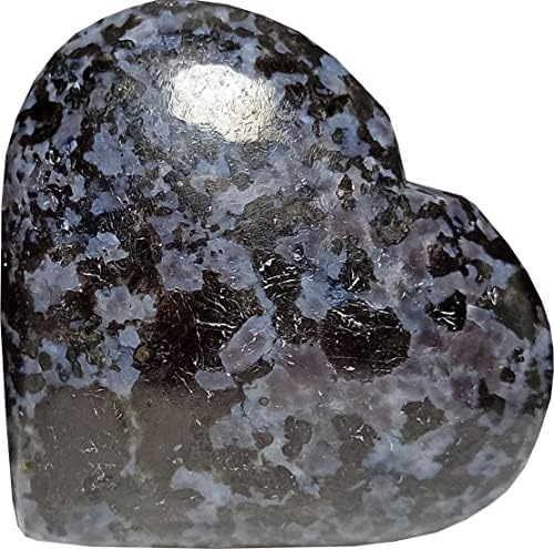 Aldomin® Indigo Gabbro Puffy Heart во форма од 50 до 65 грам природен палм камен кристал Reiki заздравувачки скапоцен камен