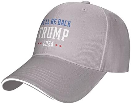 Тој ќе се врати Трамп 2024 Бејзбол капа Мажи каскета што може да се мие прилагодлива на женската сендвич капа