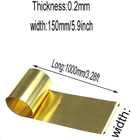 Умки месинг плоча H62 метална метална тенка лимска плоча со фолија 150мм/5.9inchx1000mm/39.9inch Метална фолија