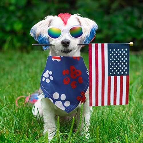 6 п.с. 4 -ти јули кучиња бандани и очила, сет, американско знаме миленичиња триаголник шамија бибс кучиња очи очи очила очила за сонце