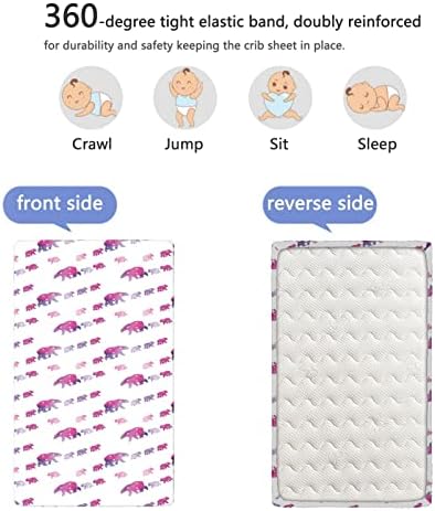 Поларна мечка со тематски вграден креветче за креветчиња, стандарден сад за креветчиња, ултра мек материјал-бебе-лист за момчиња, 28 „x52“, магента виолетова бела бо?