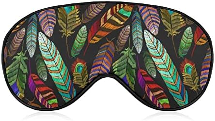 Lynarei Sleeper Mask Прекрасна тропска паун пердуви спиење маска за очи за слепило со прилагодлива лента боја пердуви шема мека покривка