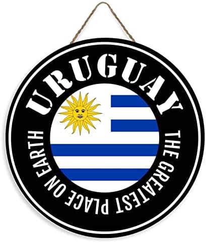 Август Најголемото место на Земјата Уругвај добредојде дрвен знак Уругвај знак на влезна врата декор за закачалка за wallидови за влегување дома