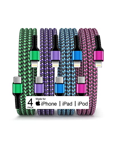 4 пакет/3ft [Apple MFI овластен] USB C Lightning Cable за iPhone 14 Pro Max, 14 Pro, 14 Plus, 14, SE 13 12 11 10 X XR XS 8, долги