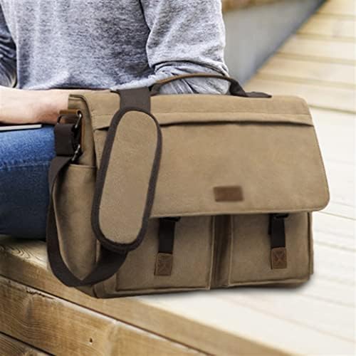 Торба за месинџер DNATS за мажи со гроздобер отпорен восочно платно 15,6 инчи лаптоп чанта со рамената торба за рамо