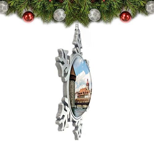 Умсуфа Швајцарија мост на капелата Луцерн Божиќ украс Декорација на дрво кристален метален сувенир подарок