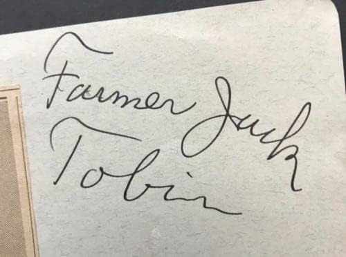 Околу 1930 -тите земјоделец Jackек Тобин потпиша хартија со мала фотографија од портрет - автограмирани фотографии од МЛБ