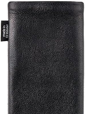Fitbag Fusion Black/Black Custom прилагодена ракав за Samsung Monte Bar C3200. Торбичка за мешавина од кожа Nappa/Suede со интегрирана постава