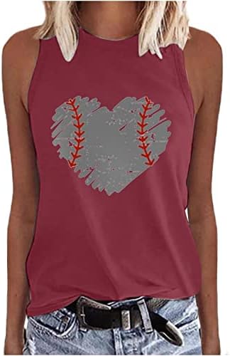 LCEPCY бејзбол резервоарот врвни жени печати бејзбол резервоари за бејзбол, симпатична тренинг графички летен летен елек, без ракав,