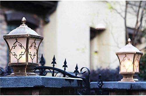 Phitta Outdoor Garden IP54 Водоотпорна колона ламба стаклена фенер за изобилство на одозгора, ретро столб, светло за лесен базен,