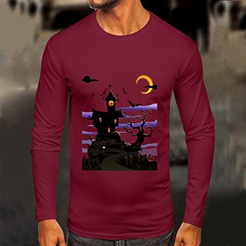 2022 Мажи за Ноќта на вештерките Обични есенски зимски долг ракав О вратот кошула печатена маичка со маички за најавување на ракави кошули