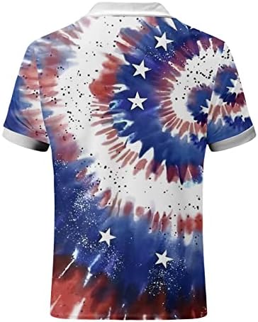 Машки кратки ракави Поло кошула Американско знаме на 4 -ти јули лето лето Поло врвови патриотски патент -маици за вратот
