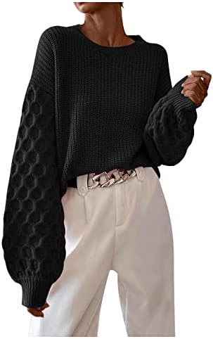 Стилски пуловер дами преголем колеџ Нова Година Долга ракав удобен џемпер со цврста боја плетена лажичка