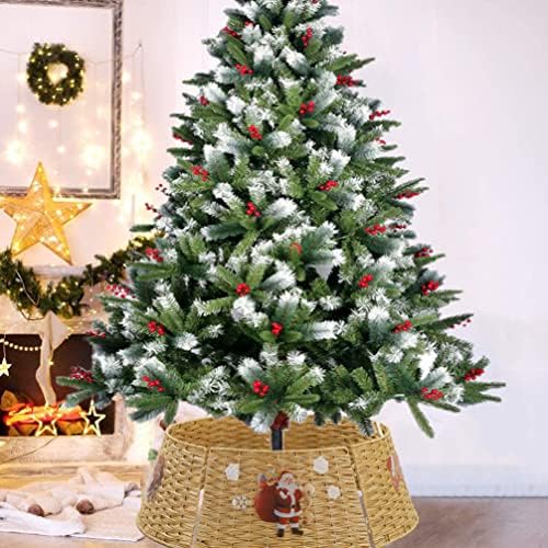 Јака на новогодишна елка, природен ткаен прстен за новогодишна елка, јаки на новогодишни елки со 15 парчиња Божиќни налепници