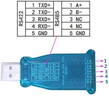 DSD Tech SH-U11 USB во RS485 RS422 конвертор со чип FTDI FT232 компатибилен со Windows 10, 8, 7, XP и Mac OS X