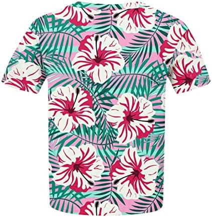 Женски плус големина врвови со цветни печатење екипаж на вратот со кратки ракави кошули лабава вклопена тунична блуза стилски маички со маици