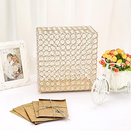 Кутија за свадбени картички „Елдо“, кутија за парични картички за правоаголник Златен подарок за приеми за венчавки, декор на централниот