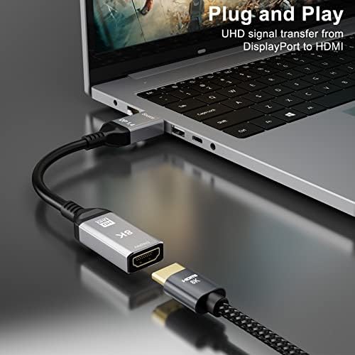 CABLEDECONN DisplayPort 1.4 ДО HDMI 2.1 Ултра HD 8K Машки До Женски Кабел 0.25 m Конвертор 8K@60Hz 4K@120hz Насочен Компатибилен Со
